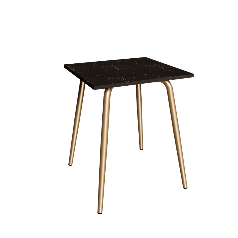 Table en Plastique Recyclé Impact Noir - Pieds Dorés - 65x60