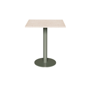 Table en Plastique Recyclé Beige - Pied Central kaki - 65x60