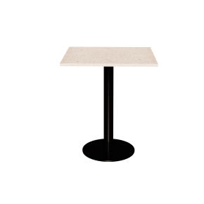 Table en Plastique Recyclé Beige - Pied Central Noir - 65x60