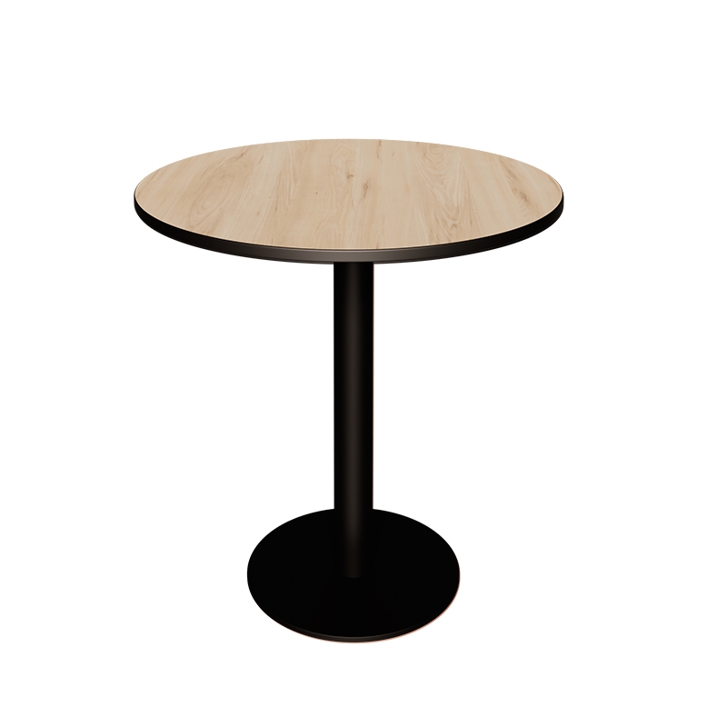 Table Ronde Léon – Stratifié Bois Clair - Pied central Noir