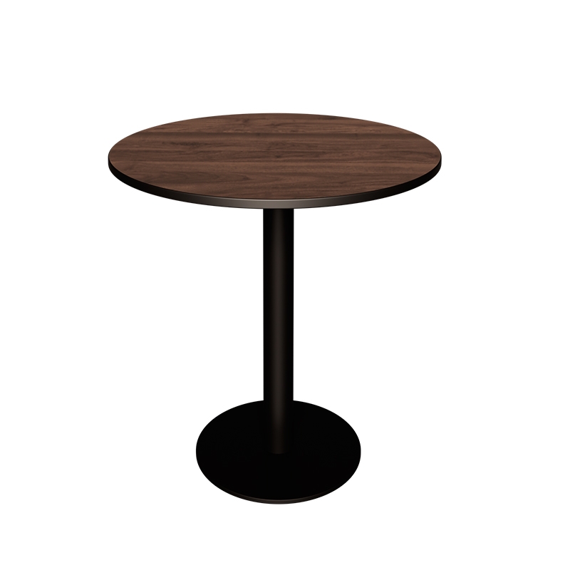 Table Ronde Léon – Stratifié Bois Foncé - Pied central Noir