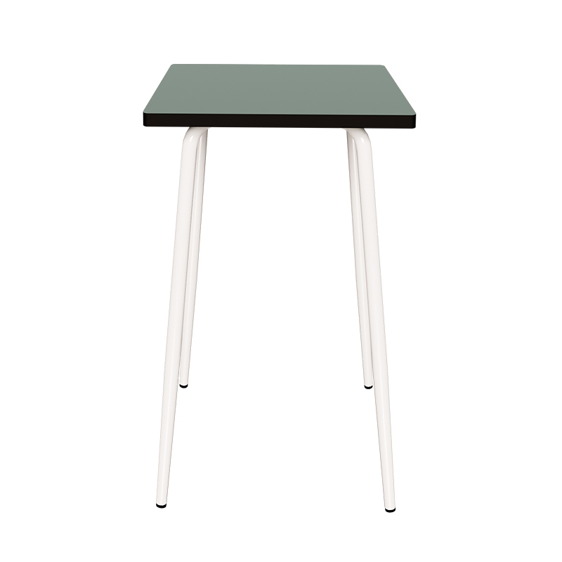 Table Haute Retro Véra 70x70 – Stratifié uni Kaki - Pieds Blancs