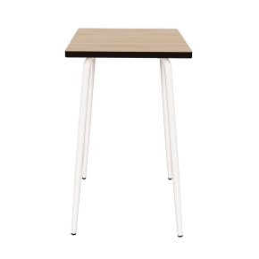 Table Haute Retro Véra 70x70 – imprimé Bois Clair - Pieds Blancs