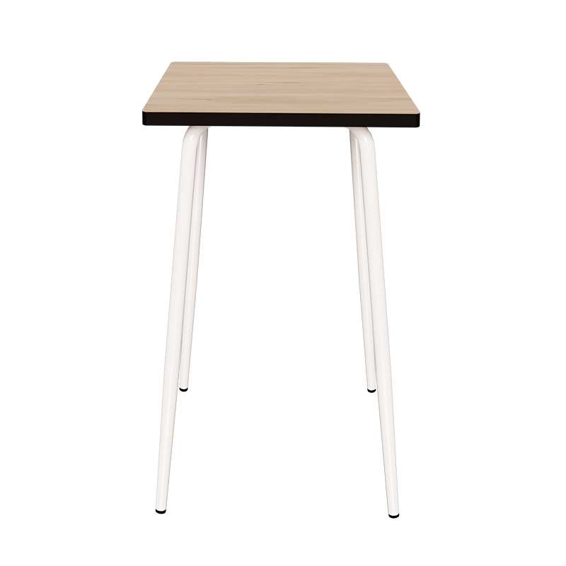 Table Haute Retro Véra 70x70 – imprimé Bois Clair - Pieds Blancs