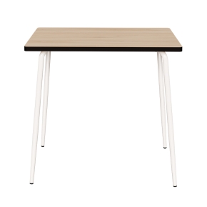 Table Haute Retro Véra 120x70 – imprimé Bois Clair - pieds Blancs