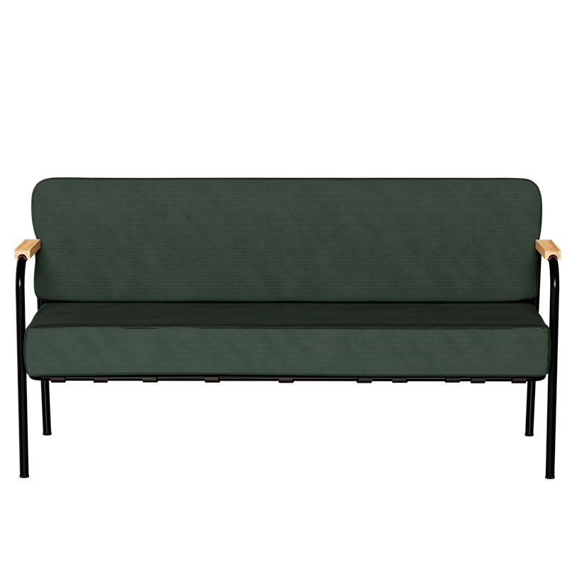 Canapé Barnabé – uni Dossier & Assise Velours côtelé Vert Forêt - Pieds Noirs