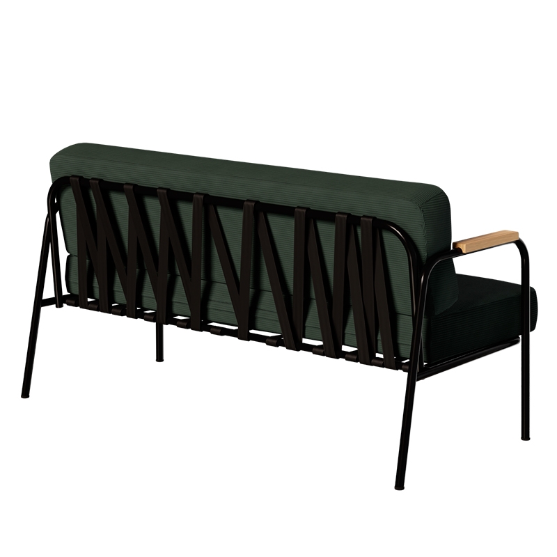 Canapé Barnabé – uni Dossier & Assise Velours côtelé Vert Forêt - Pieds Noirs