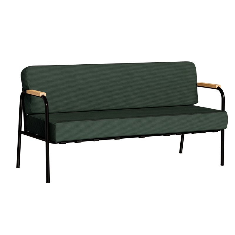 Canapé Barnabé – uni Dossier & Assise Velours côtelé Vert Forêt - Pieds Noirs