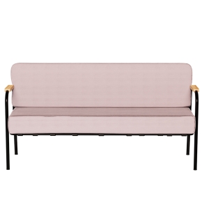 Canapé Barnabé – uni Dossier & Assise Velours côtelé Rose poudré - Pieds Noirs