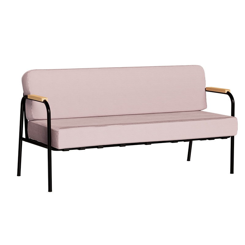 Canapé Barnabé – uni Dossier & Assise Velours côtelé Rose poudré - Pieds Noirs
