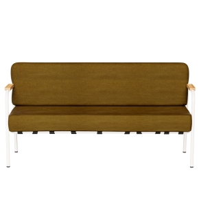 Canapé Barnabé – uni Dossier & Assise Velours Jaune Ocre - Pieds Blancs
