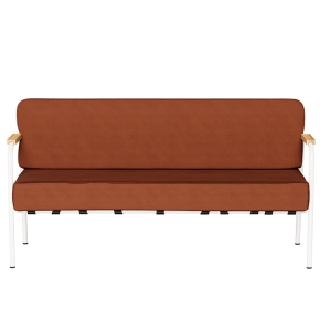 Canapé Barnabé – uni Dossier & Assise Velours côtelé Paprika - Pieds Blancs