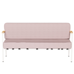 Canapé Barnabé – uni Dossier & Assise Velours côtelé Rose poudré - Pieds Blancs