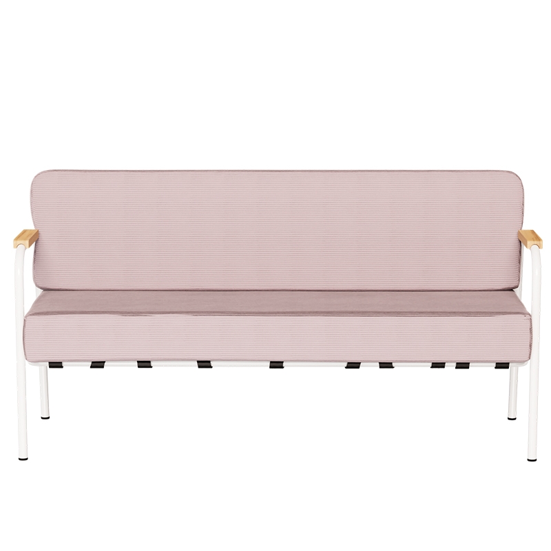 Canapé Barnabé – uni Dossier & Assise Velours côtelé Rose poudré - Pieds Blancs