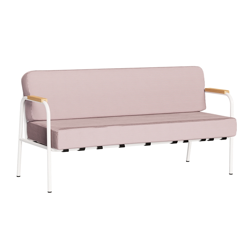Canapé Barnabé – uni Dossier & Assise Velours côtelé Rose poudré - Pieds Blancs