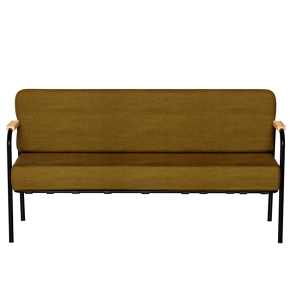 Canapé Barnabé – uni Assise & Dossier Velours Jaune Ocre - Pieds Noirs