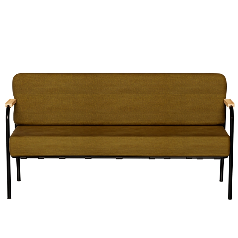 Canapé Barnabé – uni Assise & Dossier Velours Jaune Ocre - Pieds Noirs
