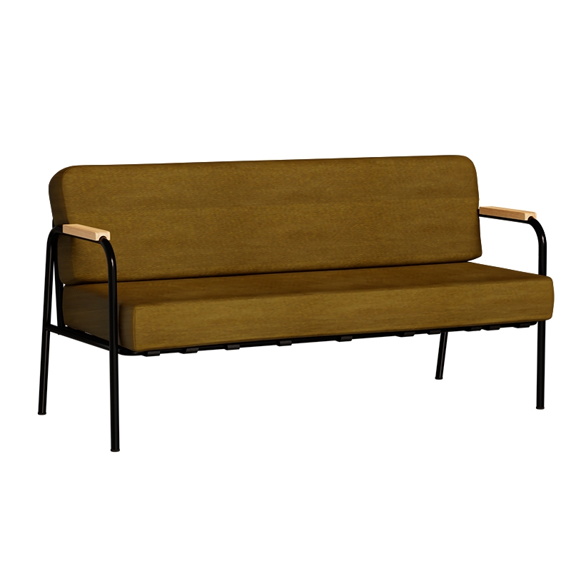 Canapé Barnabé – uni Assise & Dossier Velours Jaune Ocre - Pieds Noirs