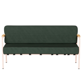 Canapé Barnabé – uni Dossier & Assise Velours côtelé Vert Forêt - Pieds Rose Poudré