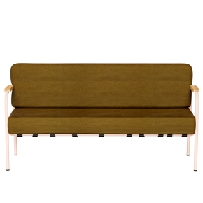 Canapé Barnabé – uni Dossier & Assise Velours Jaune Ocre - Pieds Rose Poudré