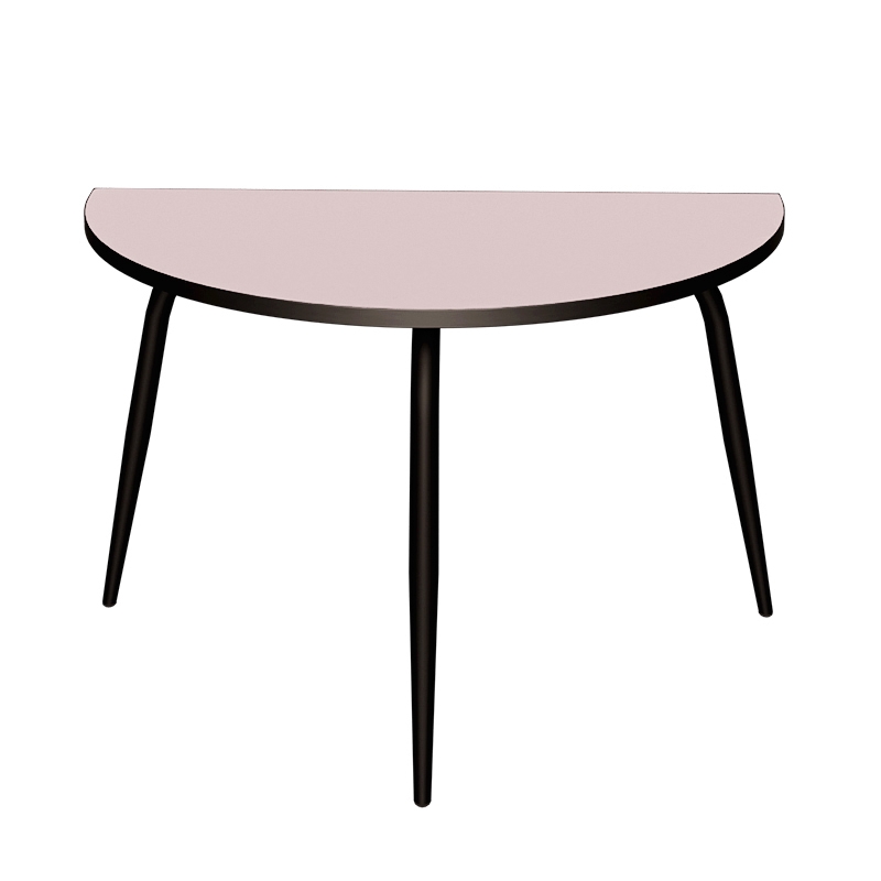 Table Demi-Lune Paloma H75cm - uni Rose Poudré - Pieds Noirs