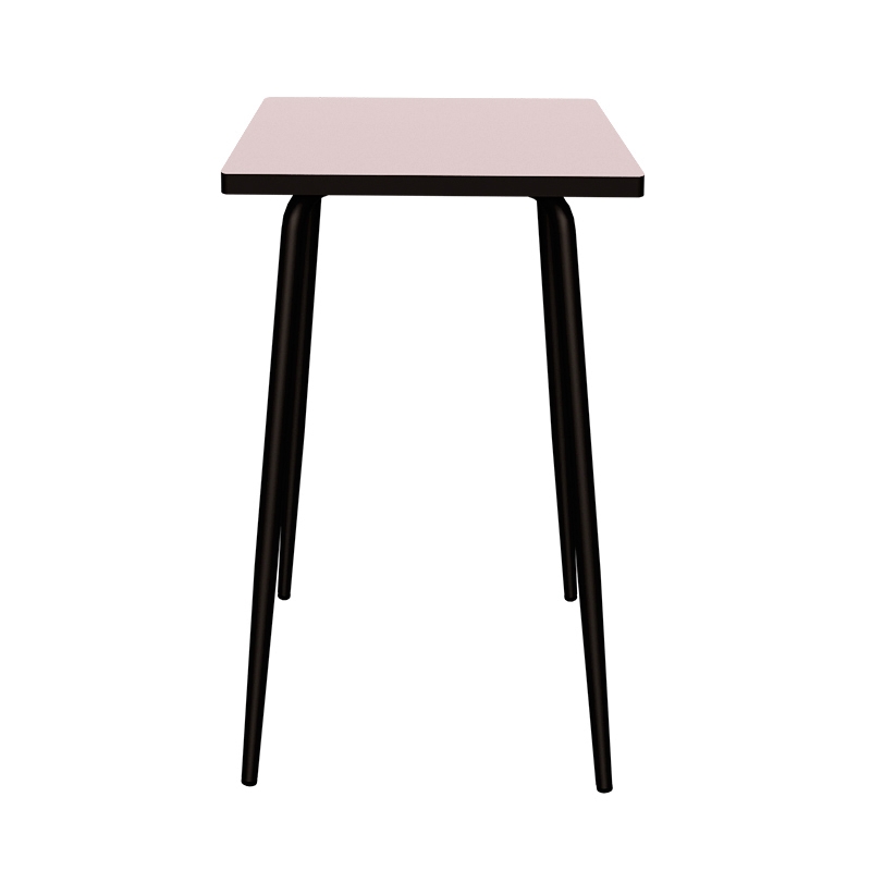 Table Haute Retro Véra 70x70 – Stratifié uni Rose Poudré - Pieds Noirs