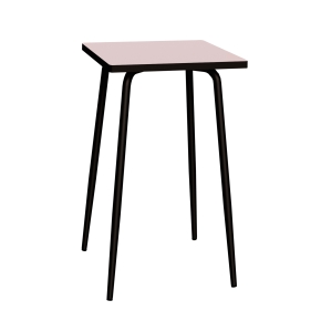 Table Haute Retro Véra 70x70 – Stratifié uni Rose Poudré - Pieds Noirs