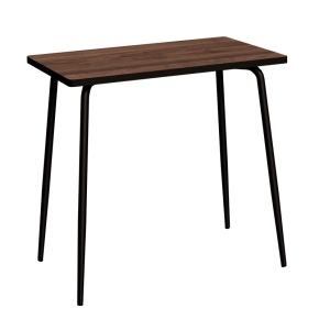Table Haute Retro Véra 120x70 – imprimé Bois Foncé - pieds Noirs