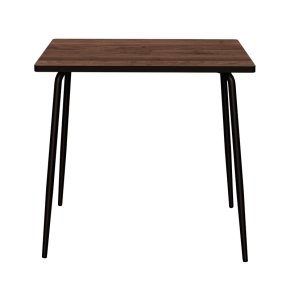 Table Haute Retro Véra 120x70 – imprimé Bois Foncé - pieds Noirs