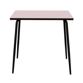Table Haute Retro Véra 120x70 – Stratifié Uni Rose Poudré pieds Noirs