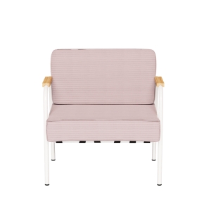 Fauteuil Barnabé – uni Dossier & Assise Velours côtelé Rose poudré - Pieds Blancs