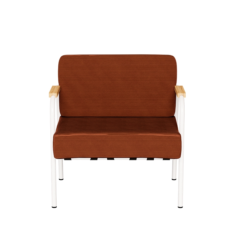 Fauteuil Barnabé – uni Dossier & Assise Velours côtelé Paprika - Pieds Blancs