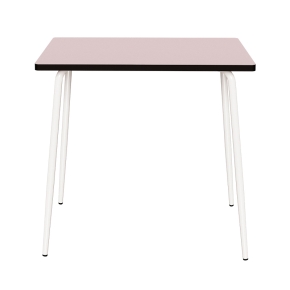 Table Haute Retro Véra 120x70 – Stratifié Uni Rose Poudré pieds Blancs