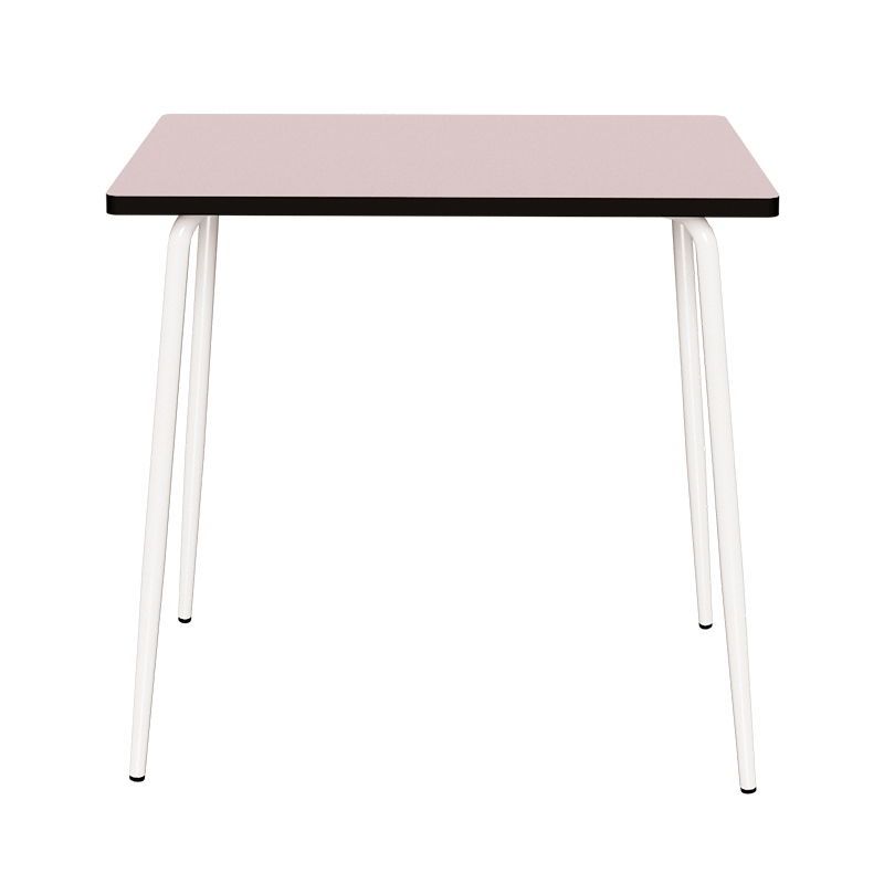 Table Haute Retro Véra 120x70 – Stratifié Uni Rose Poudré pieds Blancs