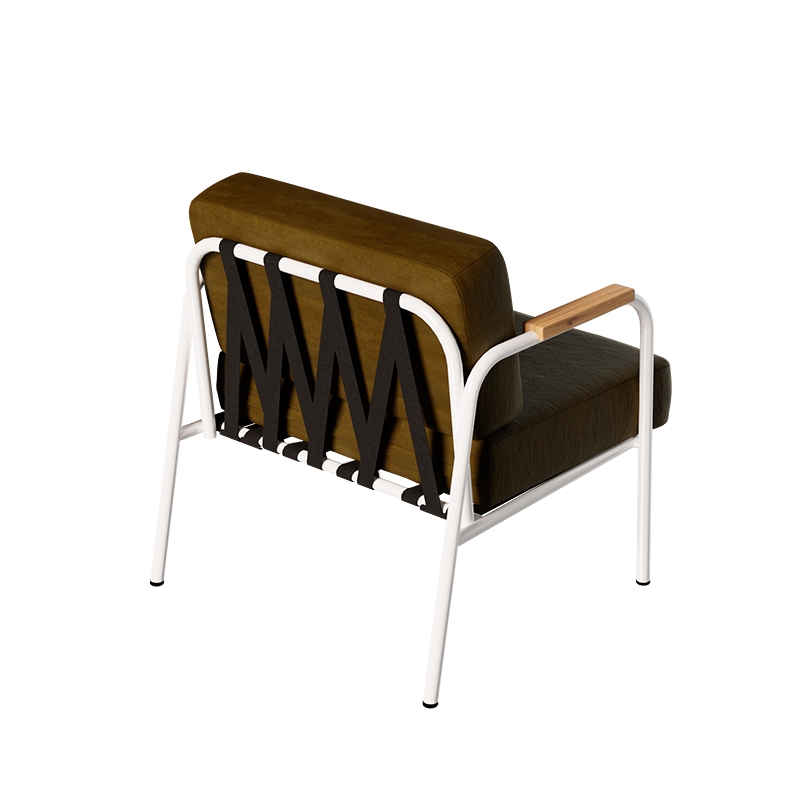 Fauteuil Barnabé – uni Dossier & Assise Velours Jaune Ocre - Pieds Blancs