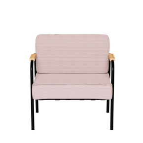 Fauteuil Barnabé – uni Dossier & Assise Velours côtelé Rose poudré - Pieds Noirs