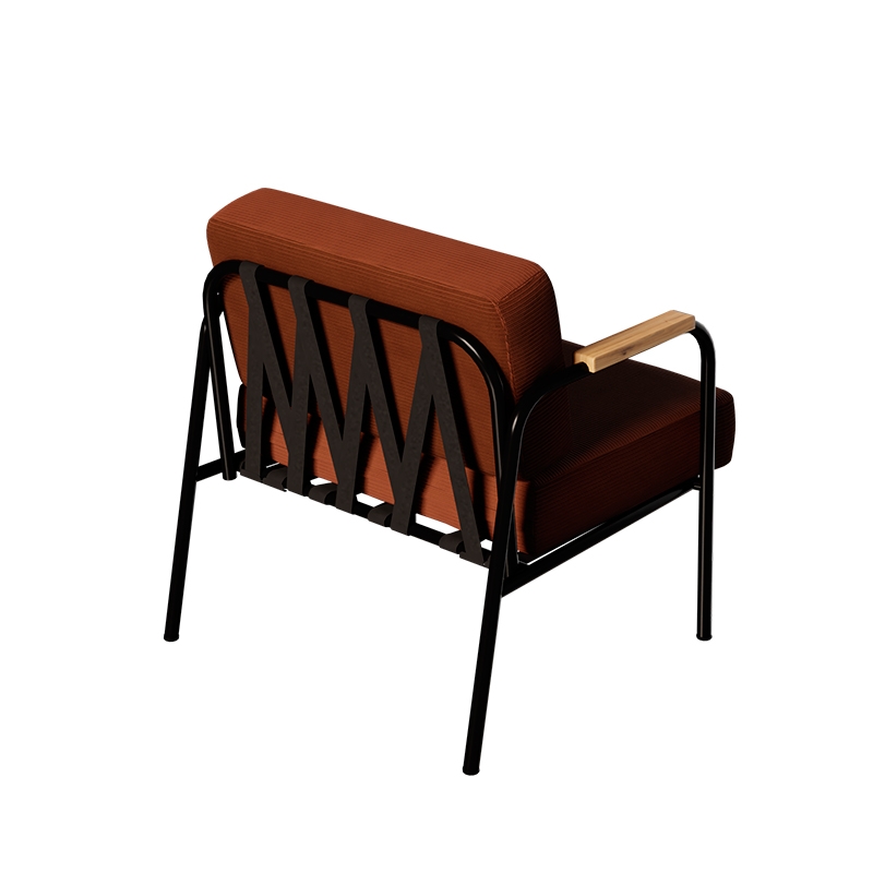 Fauteuil Barnabé – uni Dossier & Assise Velours côtelé Paprika - Pieds Noirs