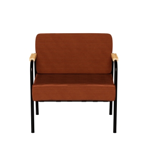 Fauteuil Barnabé – uni Dossier & Assise Velours côtelé Paprika - Pieds Noirs