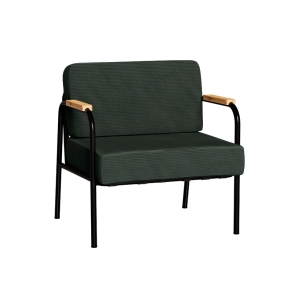 Fauteuil Barnabé – uni Dossier & Assise Velours côtelé Vert Forêt - Pieds Noirs