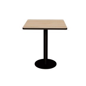 Table Retro Véra - Stratifié Bois Clair - Pied Central Noir - 70x70