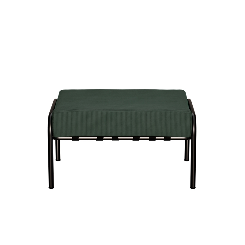 Pouf Barnabé, Assise Velours côtelé Vert Forêt - Pieds Noirs