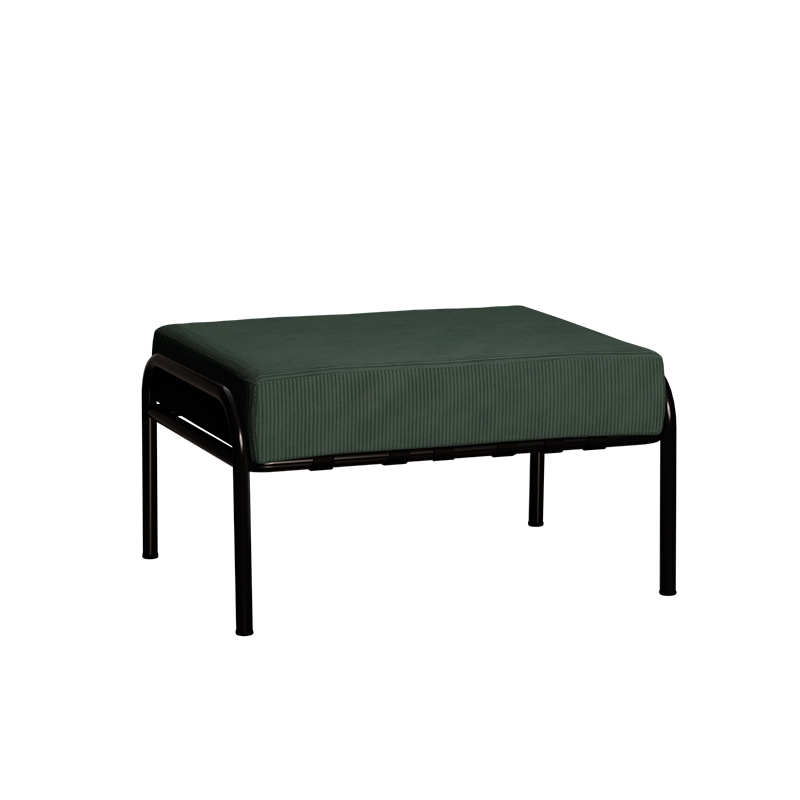 Pouf Barnabé, Assise Velours côtelé Vert Forêt - Pieds Noirs