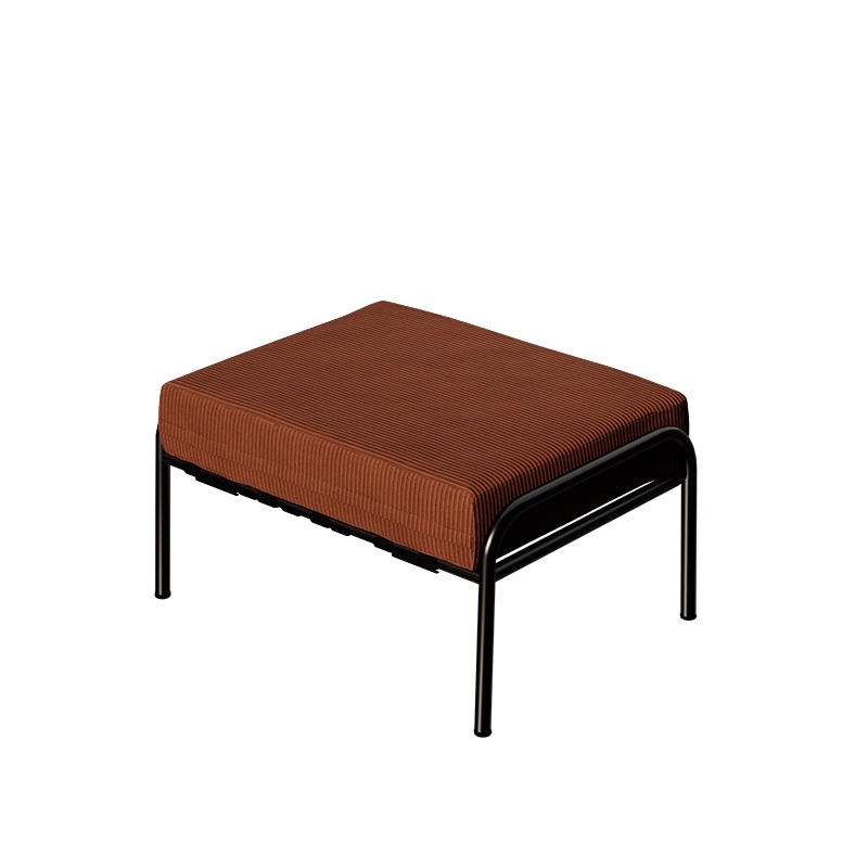 Pouf Barnabé, Assise Velours côtelé Paprika - Pieds Noirs