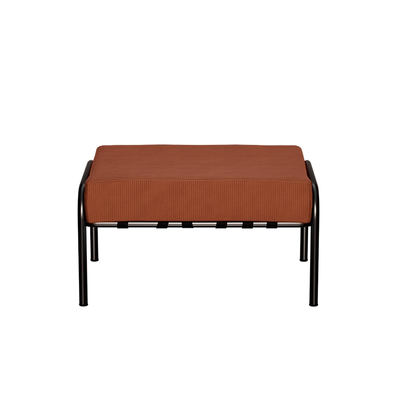Pouf Barnabé, Assise Velours côtelé Paprika - Pieds Noirs