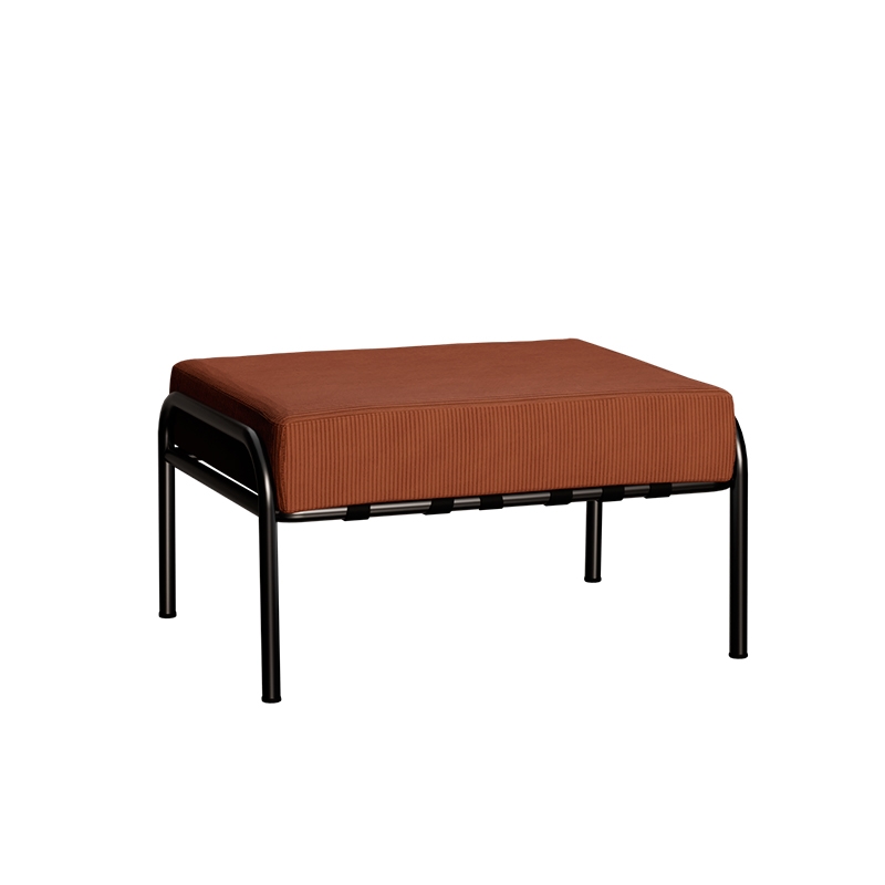 Pouf Barnabé, Assise Velours côtelé Paprika - Pieds Noirs