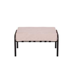 Pouf Barnabé, Assise Velours côtelé Rose poudré - Pieds Noirs