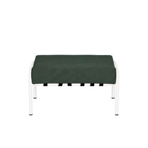 Pouf Barnabé, Assise Velours côtelé Vert Forêt - Pieds Blancs