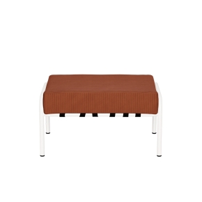 Pouf Barnabé, Assise Velours côtelé Paprika - Pieds Blancs