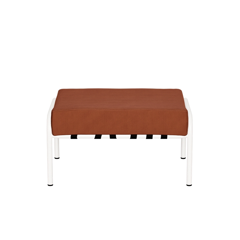 Pouf Barnabé, Assise Velours côtelé Paprika - Pieds Blancs