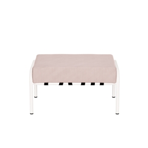 Pouf Barnabé, Assise Velours côtelé Rose poudré - Pieds Blancs